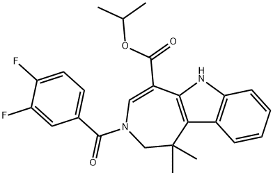 3-(3,4-Difluorobenzoyl)-1,2,3,6-tetrahydro-1,1-dimethylazepino[4,5-b]indole-5-carboxylic acid 1-methylethyl ester Struktur