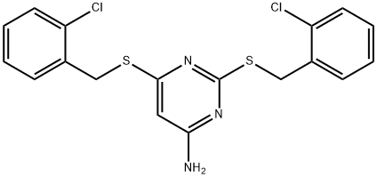 2,6-bis[(2-chlorophenyl)methylsulfanyl]pyrimidin-4-amine Struktur