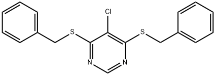 4,6-bis(benzylsulfanyl)-5-chloro-pyrimidine Struktur