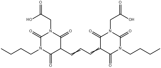 3-butyl-5-[3-[1-butyl-3-(carboxymethyl)-1,2,3,4-tetrahydro-6-hydroxy-2,4-dioxopyrimidin-5-yl]allylidene]tetrahydro-2,4,6-trioxo-2H-pyrimidine-1-acetic acid Struktur