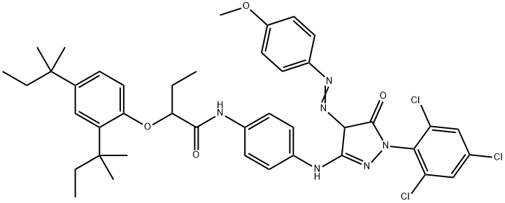 2-[2,4-Bis(1,1-dimethylpropyl)phenoxy]-N-[4-[[[4,5-dihydro-4-[(4-methoxyphenyl)azo]-5-oxo-1-(2,4,6-trichlorophenyl)-1H-pyrazol]-3-yl]amino]phenyl]butanamide Struktur