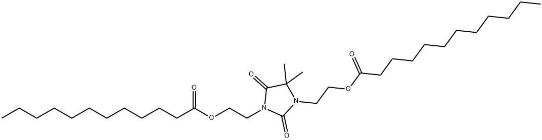 (4,4-dimethyl-2,5-dioxoimidazolidine-1,3-diyl)diethylene dilaurate Struktur