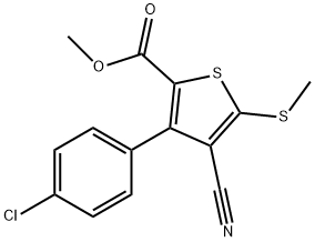 METHYL 3-(4-CHLOROPHENYL)-4-CYANO-5-(METHYLTHIO)THIOPHENE-2-CARBOXYLATE Struktur