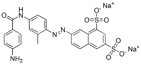 7-[[4-[(4-Aminobenzoyl)amino]-2-methylphenyl]azo]-1,3-naphthalenedisulfonic acid disodium salt Struktur