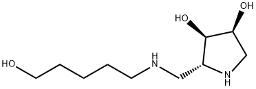 3,4-Pyrrolidinediol, 2-[[(5-hydroxypentyl)amino]methyl]-, (2R,3R,4S)- (9CI) Struktur