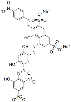 5-[[2,4-Dihydroxy-5-[(2-hydroxy-4,6-dinitrophenyl)azo]phenyl]azo]-4-hydroxy-3-[(4-nitrophenyl)azo]-2,7-naphthalenedisulfonic acid disodium salt Struktur