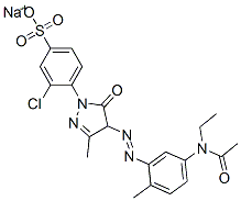 4-[4-[[5-[Acetyl(ethyl)amino]-2-methylphenyl]azo]-4,5-dihydro-3-methyl-5-oxo-1H-pyrazol-1-yl]-3-chlorobenzenesulfonic acid sodium salt Struktur