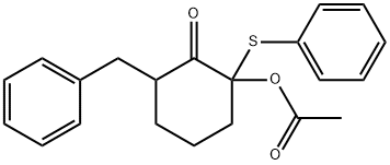 2-Acetyloxy-6-phenylmethyl-2-(phenylthio)cyclohexanone Struktur