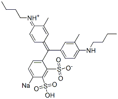 N-[4-[(4-Butylamino-3-methylphenyl)(2-sulfonato-4-sodiosulfophenyl)methylene]-2-methyl-2,5-cyclohexadien-1-ylidene]-1-butanaminium Struktur