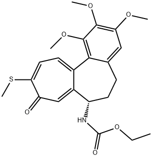 N-(5,6,7,9-Tetrahydro-1,2,3-trimethoxy-10-methylthio-9-oxobenzo[a]heptalen-7-yl)carbamic acid ethyl ester Struktur