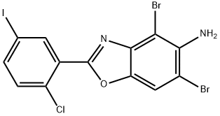 4,6-DIBROMO-2-(2-CHLORO-5-IODOPHENYL)-1,3-BENZOXAZOL-5-AMINE Struktur