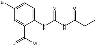 5-BROMO-2-[[[(1-OXOPROPYL)AMINO]THIOXOMETHYL]AMINO]-BENZOIC ACID Struktur