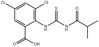 3,5-DICHLORO-2-[[[(2-METHYL-1-OXOPROPYL)AMINO]THIOXOMETHYL]AMINO]-BENZOIC ACID Struktur