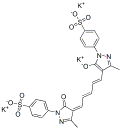 tripotassium p-[4,5-dihydro-3-methyl-4-[5-[3-methyl-5-oxido-1-(4-sulphonatophenyl)-1H-pyrazol-4-yl]penta-2,4-dienylidene]-5-oxo-1H-pyrazol-1-yl]benzenesulphonate Struktur