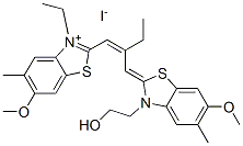 3-ethyl-2-[2-[[3-(2-hydroxyethyl)-6-methoxy-5-methyl-3H-benzothiazol-2-ylidene]methyl]but-1-enyl]-6-methoxy-5-methylbenzothiazolium iodide Struktur