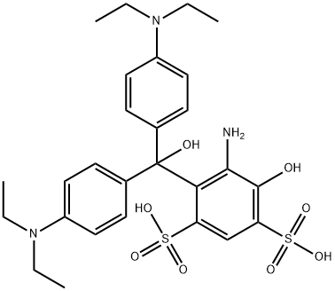 5-amino-4-(bis(4-(diethylamino)phenyl)(hydroxy)methyl)-6-hydroxybenzene-1,3-disulfonic acid Struktur