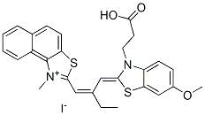 2-[2-[[3-(2-carboxyethyl)-6-methoxy-3H-benzothiazol-2-ylidene]methyl]-1-butenyl]-1-methylnaphtho[1,2-d]thiazolium iodide Struktur