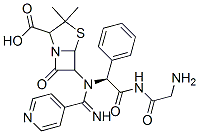 Glycinamide, N-(imino-4-pyridinylmethyl)glycyl-N-(2-carboxy-3,3-dimeth yl-7-oxo-4-thia-1-azabicyclo(3.2.0)hept-6-yl)-2-phenyl-, (2S-(2alpha,5 alpha,6beta))- Struktur