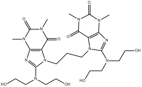 7,7'-Trimethylenebis[1,3-dimethyl-8-[bis(2-hydroxyethyl)amino]-1H-purine-2,6(3H,7H)-dione] Struktur