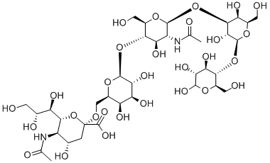 ALPHA-NEU5AC-[2->6]-BETA-GAL-[1->4]-BETA-GLCNAC-[1->3]-BETA-GAL-[1->4]-GLC SODIUM SALT Struktur