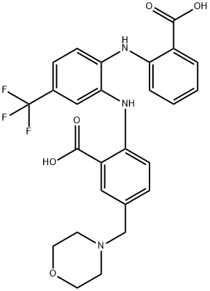 Benzoic  acid,  2-[[2-[(2-carboxyphenyl)amino]-5-(trifluoromethyl)phenyl]amino]-5-(4-morpholinylmethyl)- Struktur