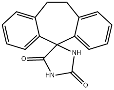 10',11'-Dihydrospiro[imidazolidine-4,5'-[5H]dibenzo[a,d]cycloheptene]-2,5-dione Struktur