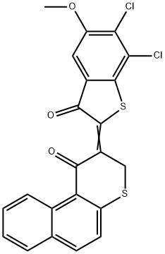 2-[6,7-Dichloro-5-methoxy-3-oxobenzo[b]thiophen-2(3H)-ylidene]naphtho[2,1-b]thiophen-1(2H)-one Struktur