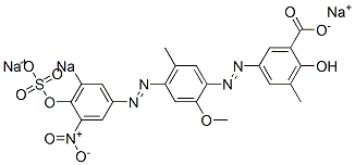 2-Hydroxy-5-[[4-[(4-hydroxy-3-nitro-5-sodiosulfophenyl)azo]-5-methyl-2-methoxyphenyl]azo]-3-methylbenzoic acid sodium salt Struktur