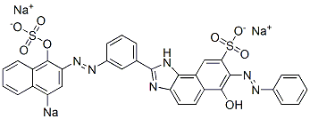 6-Hydroxy-2-[3-[(1-hydroxy-4-sodiosulfo-2-naphthalenyl)azo]phenyl]-7-phenylazo-1H-naphth[1,2-d]imidazole-8-sulfonic acid sodium salt Struktur