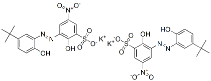 dipotassium 3-[[5-(tert-butyl)-2-hydroxyphenyl]azo]-2-hydroxy-5-nitrobenzenesulphonate Struktur