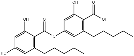 6-Hydroxy-4-[(2,4-dihydroxy-6-pentylbenzoyl)oxy]-2-pentylbenzoic acid Struktur