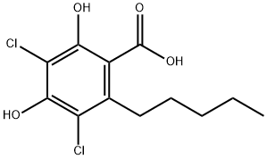 3,5-Dichloro-2,4-dihydroxy-6-pentylbenzoic acid Struktur