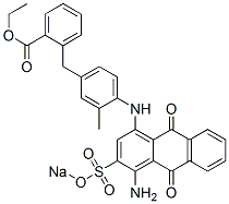 2-[4-[[4-Amino-9,10-dihydro-9,10-dioxo-3-(sodiosulfo)anthracen-1-yl]amino]-3-methylbenzyl]benzoic acid ethyl ester Struktur