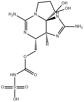 [[[[(3aS,10aS)-2,6-ジアミノ-3aα,4,9,10-テトラヒドロ-10,10-ジヒドロキシ-1H,8H-ピロロ[1,2-c]プリン-4α-イル]メチル]オキシ]カルボニル]アミド硫酸 化學(xué)構(gòu)造式