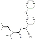 (1R,3S)-3-(2,2-Dimethylethenyl)-2,2-dimethylcyclopropanecarboxylic acid (S)-cyano(3-phenoxyphenyl)methyl ester Struktur