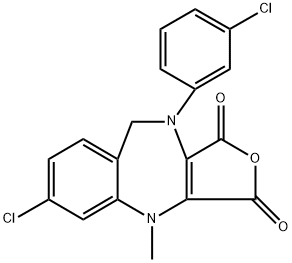 6-CHLORO-10-(3-CHLORO-PHENYL)-4-METHYL-9,10-DIHYDRO-4H-2-OXA-4,10-DIAZA-BENZO[F]AZULENE-1,3-DIONE Struktur