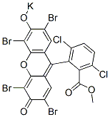 2-(2,4,5,7-Tetrabromo-3-oxo-6-potassiooxy-3H-xanthen-9-yl)-3,6-dichlorobenzoic acid methyl ester Struktur