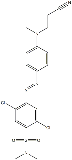 2,5-dichloro-4-[[4-[(2-cyanoethyl)ethylamino]phenyl]azo]-N,N-dimethylbenzenesulphonamide Struktur