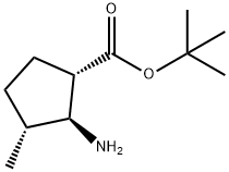 Cyclopentanecarboxylic acid, 2-amino-3-methyl-, 1,1-dimethylethyl ester, Struktur