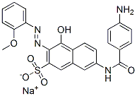 sodium 7-[(4-aminobenzoyl)amino]-4-hydroxy-3-[(2-methoxyphenyl)azo]naphthalene-2-sulphonate  Struktur