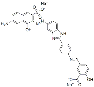 disodium 5-[[4-[5-[(7-amino-1-hydroxy-3-sulphonato-2-naphthyl)azo]-1H-benzimidazole-2-yl]phenyl]azo]salicylate Struktur