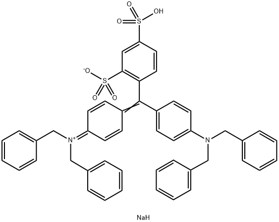 hydrogen di(benzyl)[4-[[4-(dibenzylamino)phenyl](2,4-disulphonatophenyl)methylene]cyclohexa-2,5-dien-1-ylidene]ammonium, sodium salt  Struktur