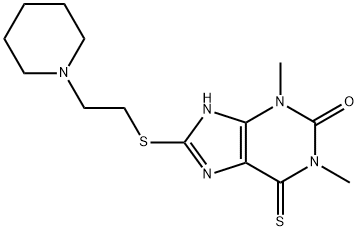 8-[(2-Piperidinoethyl)thio]-3,7-dihydro-1,3-dimethyl-6-thioxo-1H-purin-2-one Struktur