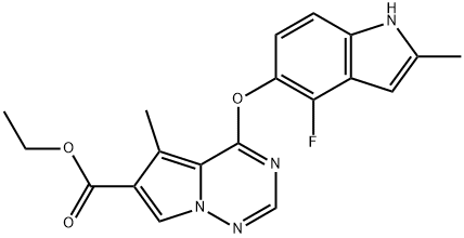 methyl 4-(4-fluoro-2-methyl-1H-indol-5-yloxy)-5-methylpyrrolo[1,2-f][1,2,4]triazine-6-carboxylate Struktur