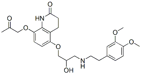 5-[3-[2-(3,4-dimethoxyphenyl)ethylamino]-2-hydroxy-propoxy]-8-(2-oxopr opoxy)-3,4-dihydro-1H-quinolin-2-one Struktur