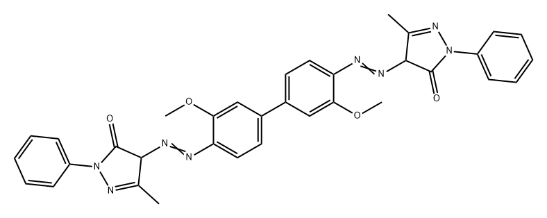 4,4'-[(3,3'-dimethoxy[1,1'-biphenyl]-4,4'-diyl)bis(azo)]bis[2,4-dihydro-5-methyl-2-phenyl-3H-pyrazol-3-one] Struktur