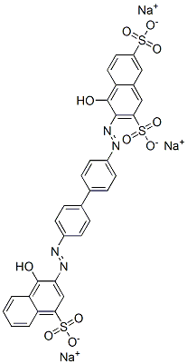 4-Hydroxy-3-[[4'-[(1-hydroxy-4-sulfo-2-naphtyl)azo]-1,1'-biphenyl-4-yl]azo]-2,7-naphthalenedisulfonic acid trisodium salt Struktur