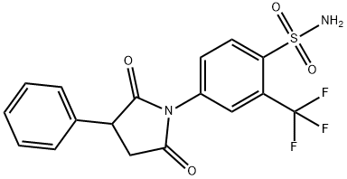 4-(2,5-dioxo-3-phenyl-pyrrolidin-1-yl)-2-(trifluoromethyl)benzenesulfo namide Struktur