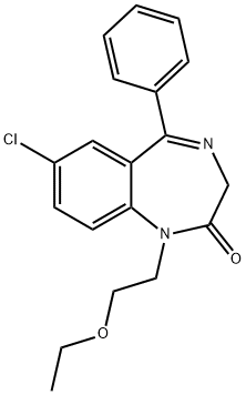 1,3-Dihydro-7-chloro-1-(2-ethoxyethyl)-5-phenyl-2H-1,4-benzodiazepin-2-one Struktur