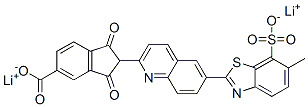 dilithium 2-[6-(6-methyl-7-sulphonatobenzothiazol-2-yl)-2-quinolyl]-1,3-dioxoindan-5-carboxylate Struktur